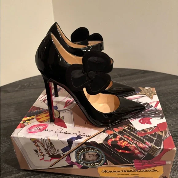 Christian Louboutin 20th Anniversary Pensee Black Patent Leather & Suede Heels - Picture 3 of 16